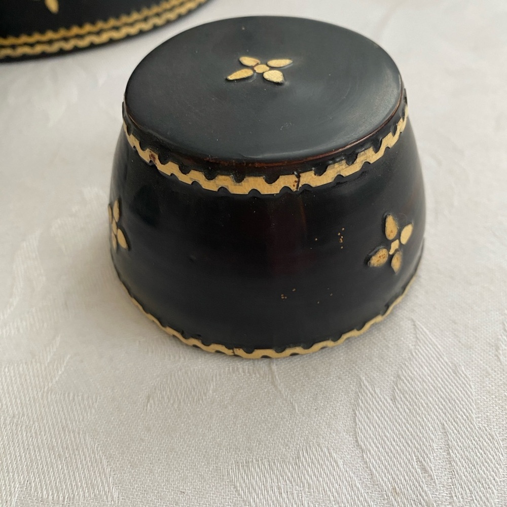 Vintage Tiffin Burmese Lacquered Food Carrier 4 pieces circa 1950 - Picture 8 of 17